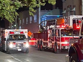 A fire caused $250,000 damage to a building on Kent Street in Simcoe on Friday night.  DAVID  KENT/Contributed photo