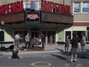 A photo by Lambton College student Cindy Matt shows a recent music video shoot outside the Imperial Theatre in Sarnia.