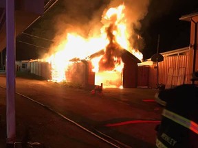 The Woodstock Fire Department battled two blazes Saturday night and Sunday morning, including a residential detached garage fire. (Woodstock Fire Department)