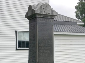 The Joynt Memorial was unveiled on May 24, 1923 and was the only Huron County War Memorial paid for entirely by private funds. Submitted