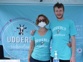 Cheryl Haskett and Devon Rayfield were at the Aug. 7 market with Udderly Ridiculous, selling goat's milk ice cream. Dan Rolph