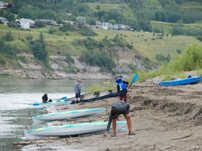 Paddle the Peace participants finished the event and exited at the Lower West Peace boat launch on August 15, 2020 in Peace River, Alta.