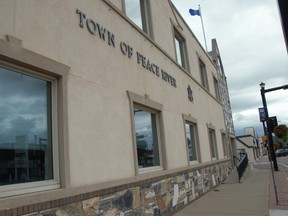 Outside of the Town of Peace River building on August 15, 2020 in Peace River, Alta.