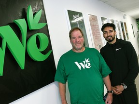 Rob Katzman, left, and Moe Zahid of The We Store, shown Aug. 17, 2020, are set to open Chatham's first legal cannabis store on Saturday. (Tom Morrison/Chatham This Week)