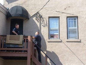 Strathroy police are investigating a double shooting that took place at the rear of a residence in an alley behind Frank Street in Strathroy on Aug. 9. Two men were injured, one has been released from hospital, and the suspect was seen running north on Frank Street. Mike Hensen/Postmedia Network