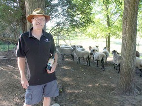 Marc Alton holds a bottle of Sheep Wine, the latest offering from Alton Farms Estate Winery near Aberarder. Paul Morden/Postmedia Network