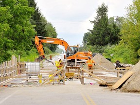 Unforeseen complications with a culvert rehabilitation project east of Langton means Forestry Farm Road north of McDowell Road will likely remain closed to through traffic into November. Monte Sonnenberg/Postmedia Network