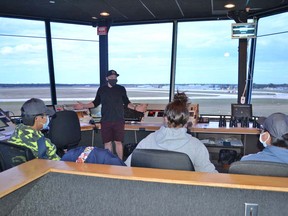 The students learning in the tower at Southport during Eagle's Wings Flight School earlier this month. The group held a graduation ceremony while physically distancing last week. (supplied photo)