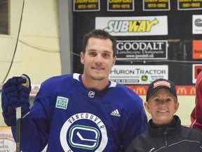 Bo Horvat and skate coach Kathy McLlwain in Exeter. Dan Rolph