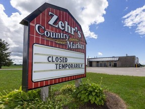 The Zehr's Country Market just south of Dashwood is closed due to a COVID-19 case or cases. Also closed is a Zehr's in Bayfield. (Mike Hensen/The London Free Press)