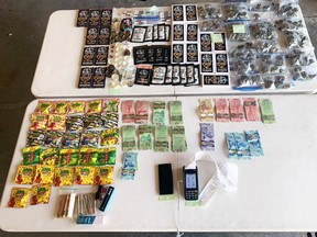 Cannabis, cannabis products, cash all seized from a vehicle caught speeding on Highway 401 near Tyendinaga, Ont., on Tuesday, August 25, 2020. (Supplied photo)