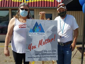 ROCK Missions co-founder Jeff Parker and treasurer Renee Geniole were on hand for the one-year anniversary of the organization on Aug. 22. Trevor Terfloth/Postmedia Network)