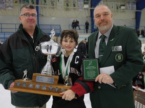 George Burnett atom rep's Gavin Balazs, the Tornadoes' leading scorer, was named to the 2020 North American Silver Stick Atom A Finals all star team, and awarded Most Outstanding Atom hockey player of the tournament. Rick Schroeter photo
