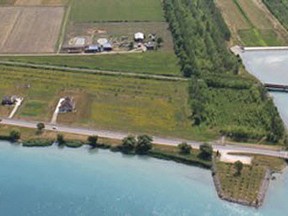 An aerial photograph of the Darcy McKeough Floodway, north of Wallaceburg. Repairs to the McKeough Dam was one of three St. Clair Region Conservation Authority projects designed to address water erosion that won't proceed this year after they didn't secure funding. Habdout