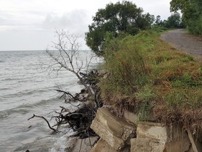 Shown is the shoreline at Burns Beach, at the end of Dillon Road near Dealtown, Ont., on Wednesday, Aug. 26, 2020. Lower Thames Valley Conservation Authority officials continue to keep an eye on erosion along Lake Erie. (Trevor Terfloth/Chatham Daily News/Postmedia Network)