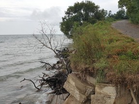 Shown is the shoreline at Burns Beach, located near Dealtown at the end of Dillon Road, on Wednesday. Lower Thames Valley Conservation Authority officials continue to keep an eye on erosion along Lake Erie. (Trevor Terfloth/The Daily News)