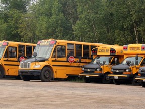 Local school buses are lined up waiting for the return to school in two weeks.
Nugget File Photo