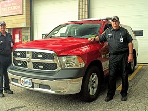 Callander Fire Chief Todd Daley, right, and Deputy Fire ChiefÊJim Warren are now permanently in chargeÊof enforcing bylaws such as parking and noise complaints.

Rocco Frangione Photo