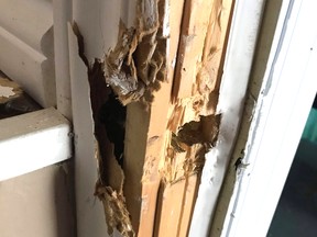 Leslie and her sister received a call from a North Bay Police officer Saturday informing them their McPhail Street home had been broken into. The culprits kicked in a door from the garage to gain access to the home.
Submitted Photo