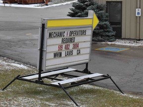 A sign pleading for workers was a familiar sight in 2019 along roads in Huron County as the need for skilled labourers continues to rise. But now employment in rural Ontario grew at a slower rate than in urban centres in July, marking the first time urban job growth has outpaced rural since the pandemic began, new figures show. Daniel Caudle