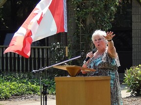 Jackie Wells, chair of the capital campaign for the Craigwiel Gardens’ new Craigholme, was the emcee during the Aug. 24 event. Carl Hnatyshyn/Postmedia Network