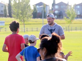 Andy Noel prepares to lead a group of disc golfers during the Spruce Grove Disc Golf Association's final junior night of their freshman season Tuesday, Aug. 25, 2020. The group is eyeing a winter league if they can find an indoor space.