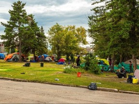 The zone formerly used as "tent city" slowly vacates, as residents prepare to relocate into the City of Grande Prairie designated transition site, Sept. 4, 2019.