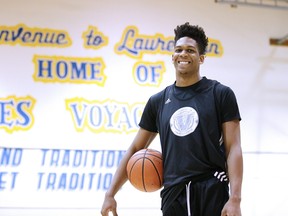 Laurentian Voyageurs guard Kadre Gray at team practice in Sudbury, Ont. on Monday November 27, 2017. Gino Donato/Sudbury Star/Postmedia Network