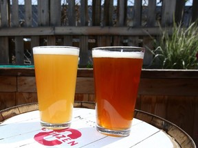 Pints of beers are shown at Citizen Brewery in northeast Calgary on Friday, June 12, 2020. Jim Wells/Postmedia