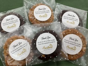 The Silver Birch Lodge, Clover Bar Lodge and Dr. Turner Lodge all worked together with their culinary teams and prepared and individually packaged cookies with messages of thanks on the wrappers.