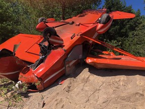 A small airplane crashed Friday afternoon near the Port Elgin airport. SUPPLIED PHOTO