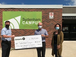 Bruce-Grey-Owen Sound MPP Bill Walker stopped by the Sydenham Campus to present the RED funding to Steve Furness and Courtney Miller from the County of Grey.