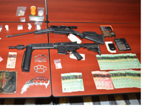 Brockville police released this image of items seized in a joint-forces drug bust carried out on Tuesday. (SUBMITTED PHOTO)