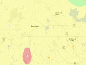 Timmins is still under a "high hazard" area for forest fires, according to the Ontario Ministry of Natural Resources and Forestry. Screenshot