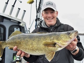 Scott Walcott, owner-operator of Bay of Quinte Charters, said he is pleased to hear the Ministry of Natural Resources and Forestry has forecast a stable walleye fishery for the coming years given it is a jewel in the region on which many in the regional tourism industry rely. Walcott is pictured with a large walleye, a sport fish that draws anglers from afar who spend money when they visit Quinte on their fishing adventures. BAY OF QUINTE CHARTERS