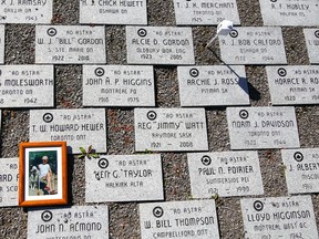 A single framed photograph rests atop an Ad Astra stone alongside a path at the Royal Canadian Air Force Memorial Airpark at a previous stone dedication ceremony. Due to COVID-19 this year's ceremony, which had been scheduled for next month, has been cancelled.
POSTMEDIA FILE