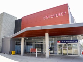 A new study shows visits to hospital emergency departments, including that of Belleville General Hospital, above, declined by about 25 per cent across Canada in the pandemic's first weeks.
LUKE HENDRY