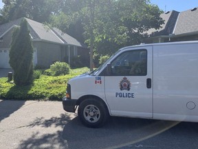 Brantford police are at a condominium complex on Glenwood Drive  in Brantford after human remains were found in an area behind one of the homes Wednesday.