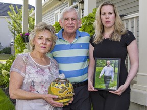 Jana Male, her husband Gerry Sr. and daughter Larissa Miller are very unhappy that their son's killer, charged with first-degree murder, pleaded down to manslaughter and was sentenced to 12 years in prison. Gerry Robert Male, 37 died after being shot on William Street in Brantford in April of 2019. Brian Thompson/Brantford Expositor/Postmedia Network

EDS: THIS FILE CORRECTS VICTIM'S SURNAME & DATE OF SHOOTING