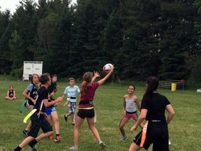 Players take part in flag rugby last season for the Brantford Harlequins. The Harlequins have moved to Phase 3 in their return to play model from COVID-19, which allows the club to once again offer flag rugby.