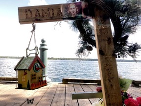 New items, including a bird house, have been added to a memorial to Damian Sobieraj near the place where he died at Hardy Park on Sept. 13, 2018. (RONALD ZAJAC/The Recorder and Times)