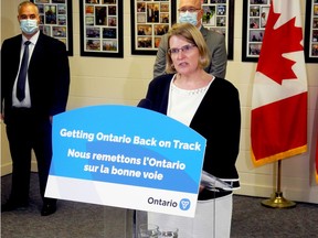 Ontario Solicitor General Sylvia Jones outlines details of the government's spending on jails. (WAYNE LOWRIE/The Recorder and Times