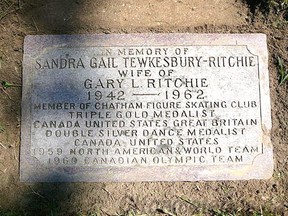 The gravemarker in Maple Leaf Cemetery for Sandra Tewkesbury-Ritchie. (Jim Gilbert photo)