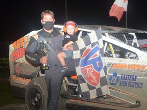 Corey Wheeler and son, celebrating a Modified Division 50-lap feature win in Cornwall. Handout/Rick Young Photo/Cornwall Standard-Freeholder/Postmedia Network

Handout Not For Resale