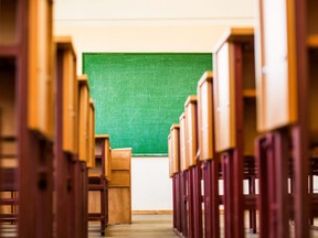 Path between desks in a classroom