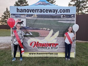Due to the COVID-19 pandemic, the Hanover, Bentinck and Brant Agricultural Society adapted to host a virtual fair last week. Pictured are 2019-20 Junior Ambassador Jacinta Patterson, left, and 2019-20 Lil Ambassador Claire Olivero.