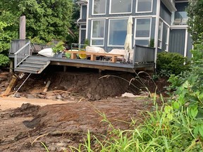 Mark Gancevich's cottage on Bruce Beach Road in Huron-Kinloss following Sunday's storm. SUPPLIED
