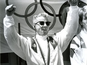 Boxer Mark Leduc, a silver medal winner during the 1992 Barcelona Olympics, is celebrated at Kingston City Hall during Mark Leduc Day on Aug. 15, 1992. (Ian MacAlpine/The Whig-Standard)