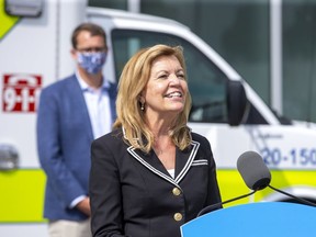 Ontario Health Minister Christine Elliot makes a speech earlier this month in London, Ont.