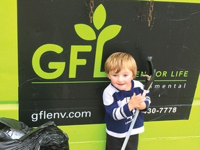 Photo supplied
Two-and-a-half-year-old Asher helped his father Dillon Joyce and his mother Meaghan Booth to clean up a part of their neighbourhood. They hope others will be encouraged to do the same.